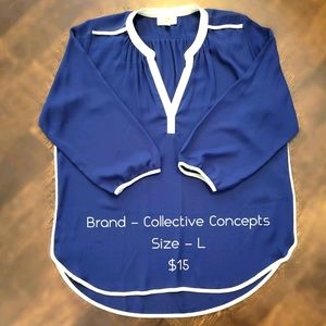 Beautiful navy blue 3/4 sleeve women's blouse